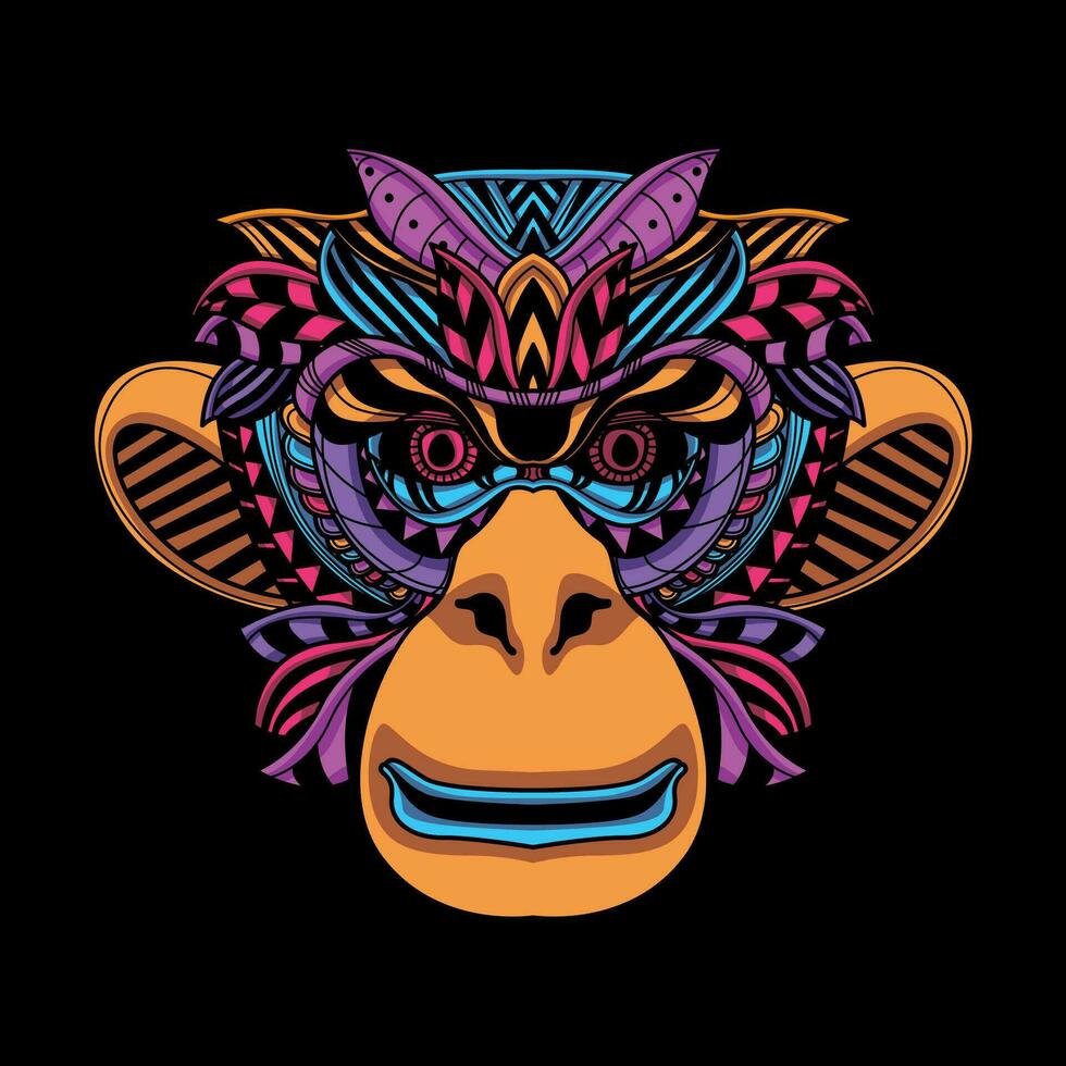 glow neon monkey artwork illustration vector