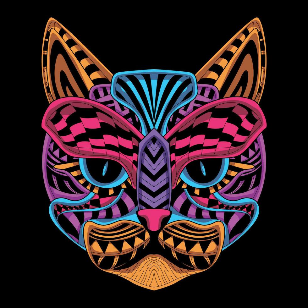 cat face pattern artwork illustration vector