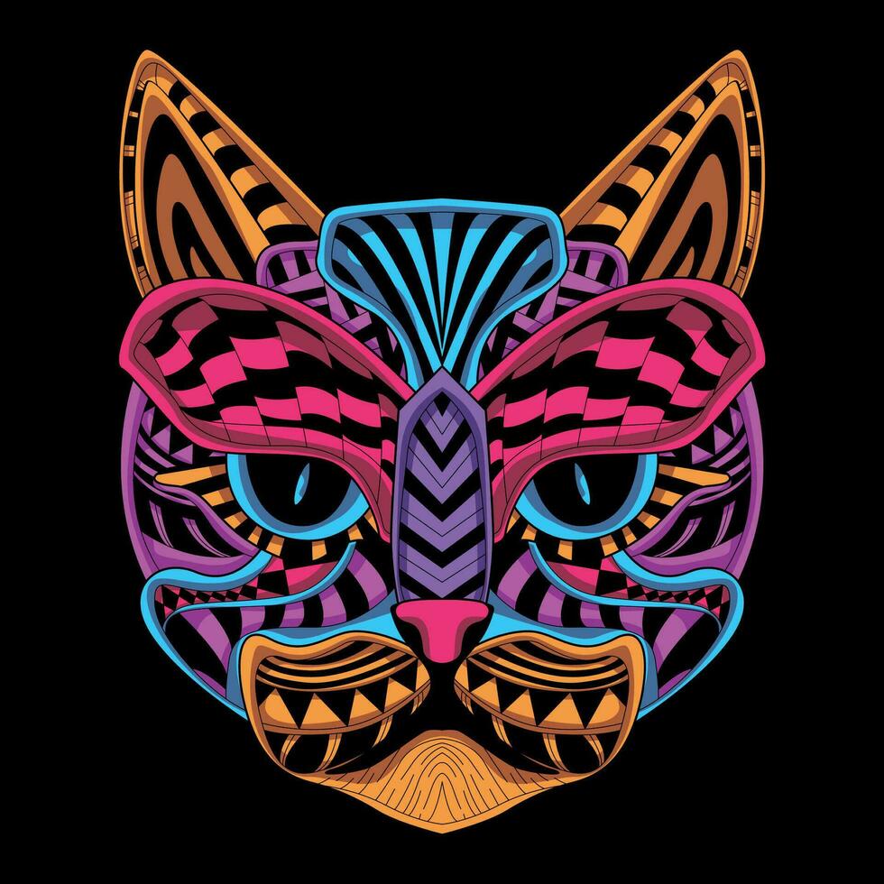 gato cara modelo obra de arte ilustración vector