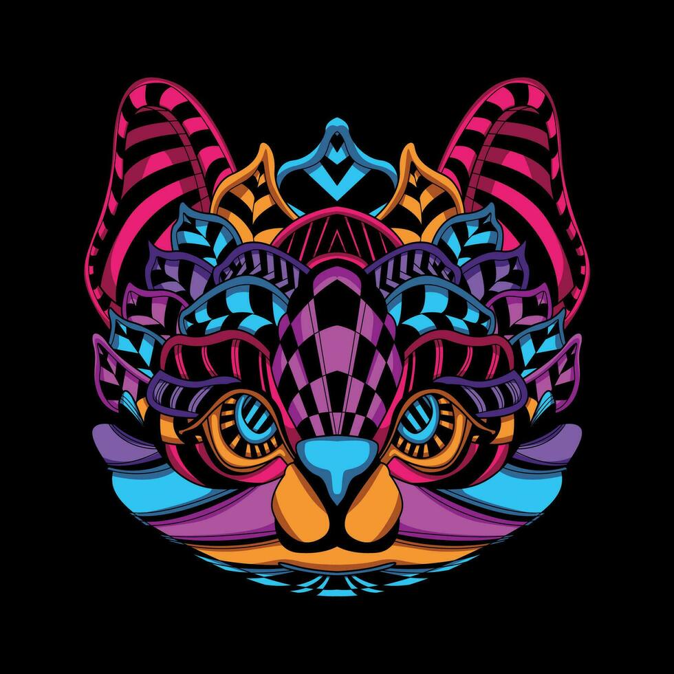 cat face pattern artwork illustration vector