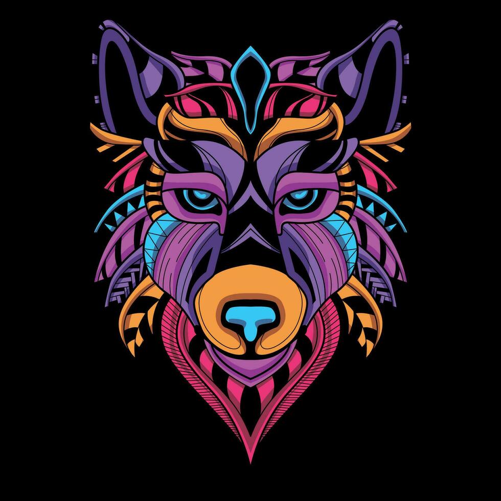 lobo cara modelo obra de arte ilustración vector