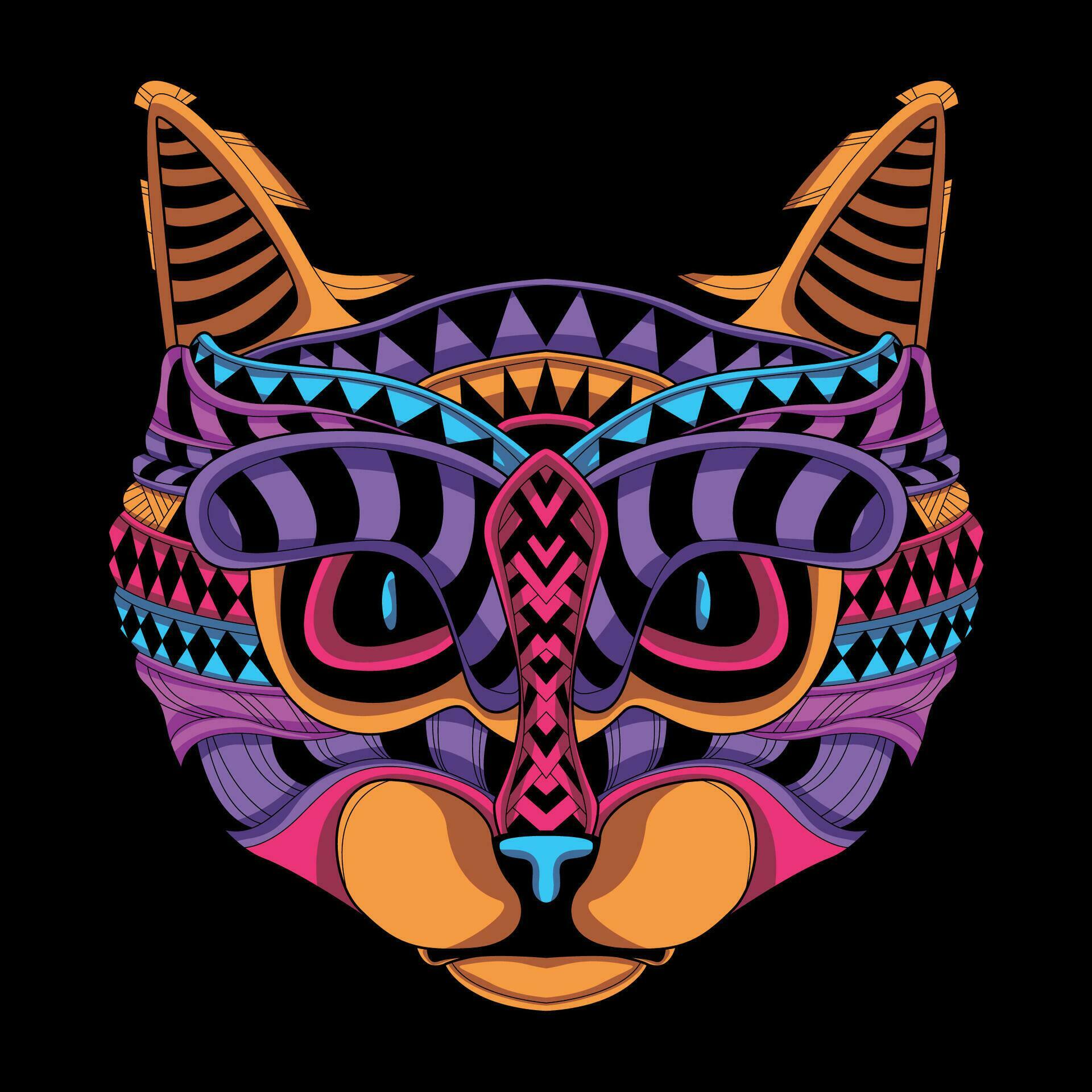 cat face pattern artwork illustration 27496330 Vector Art at Vecteezy