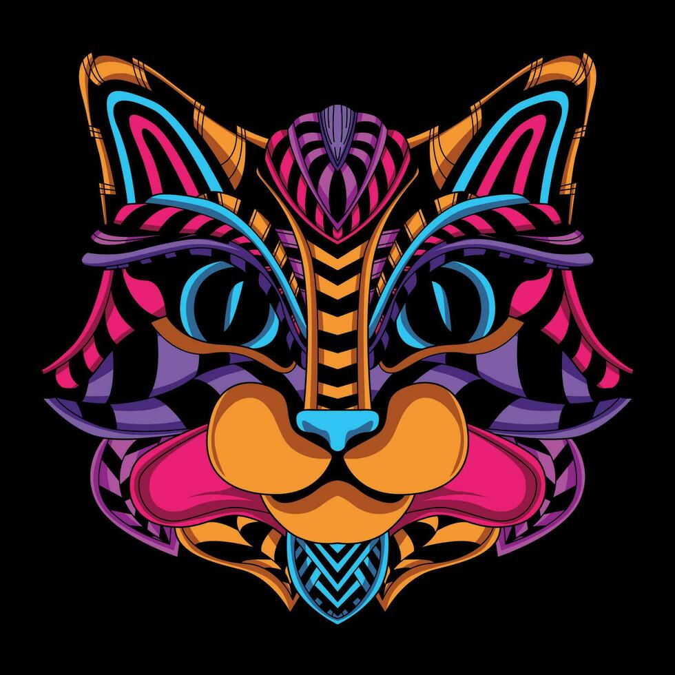 cat face pattern artwork illustration vector