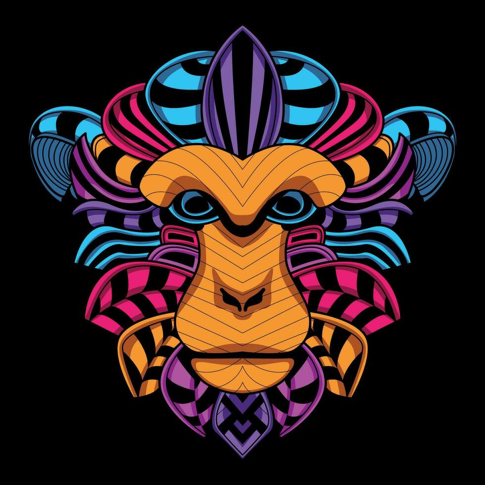 monkey face pattern artwork illustration vector