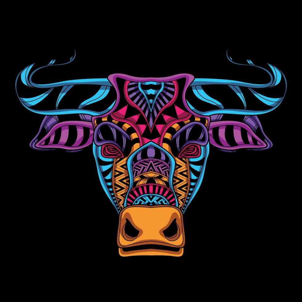 bull face pattern artwork illustration vector