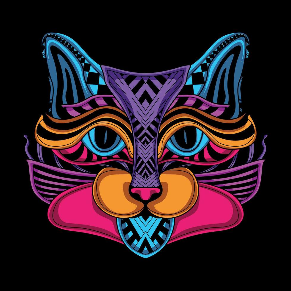 cat face pattern artwork illustration vector
