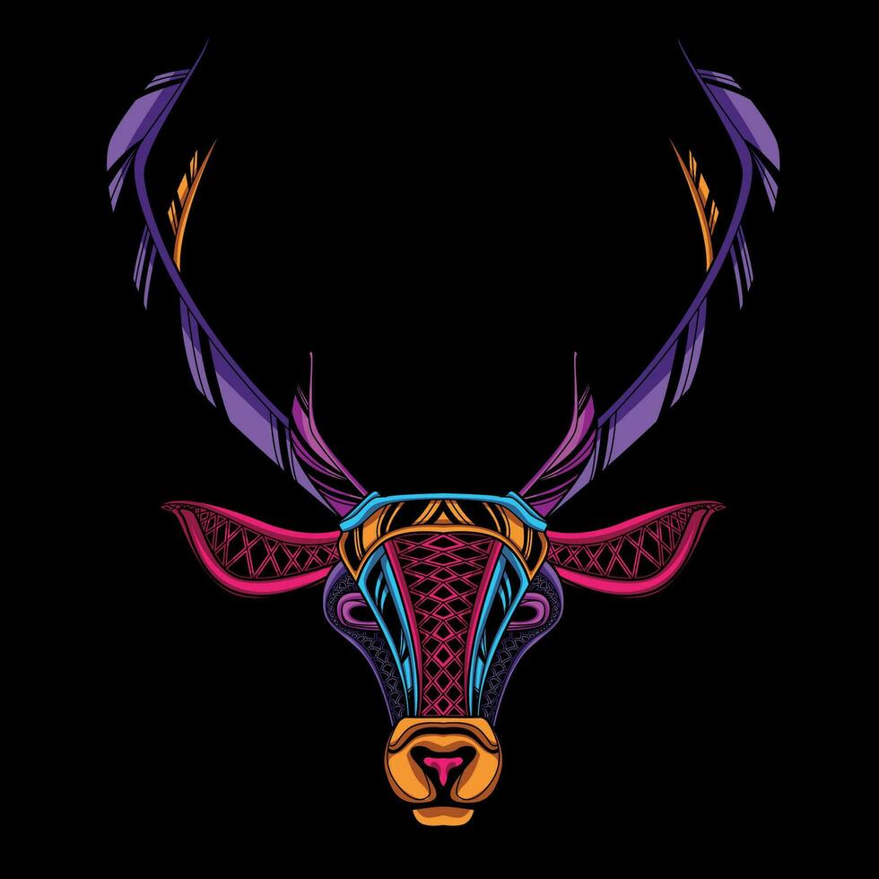 deer head pattern artwork illustration vector