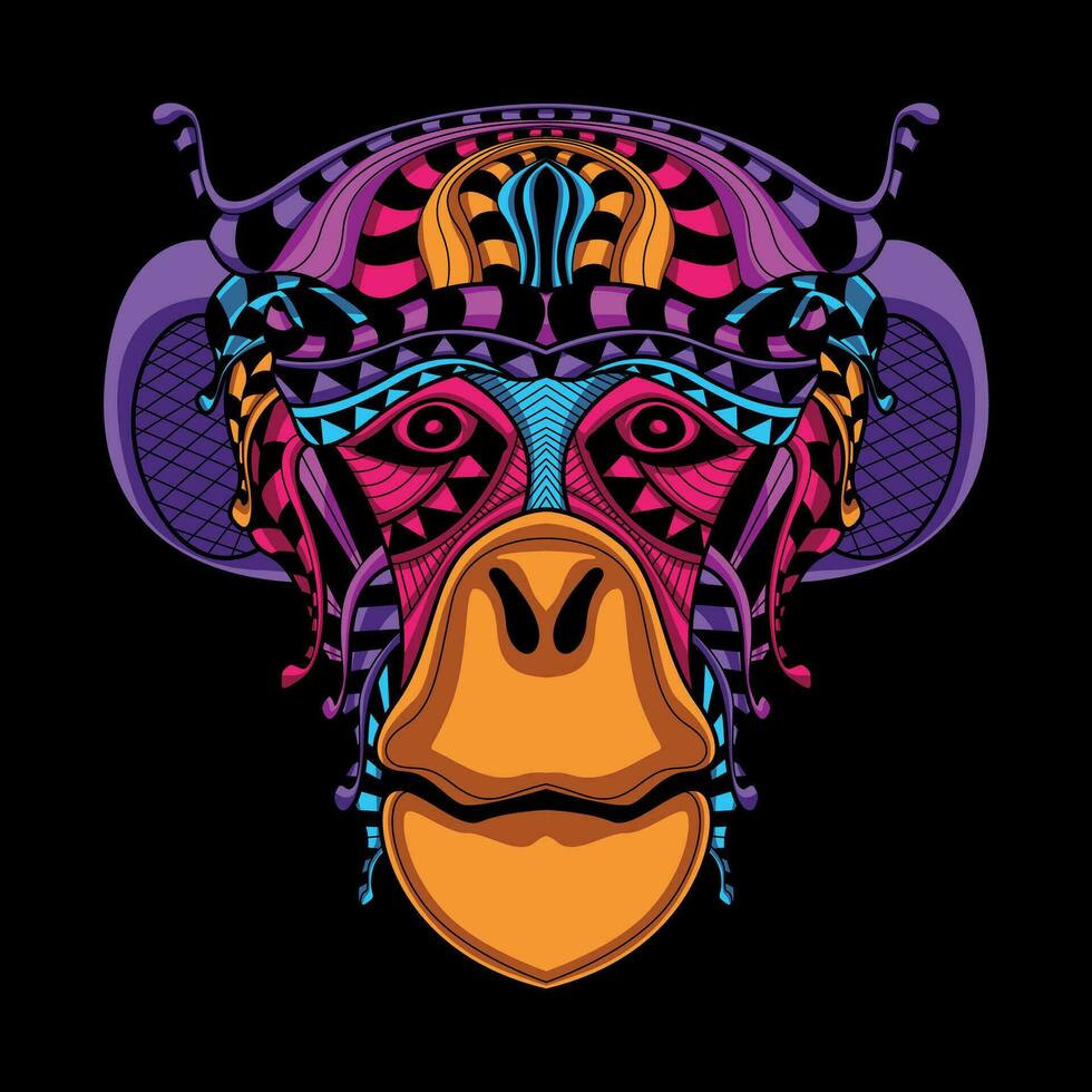 monkey face pattern artwork illustration vector
