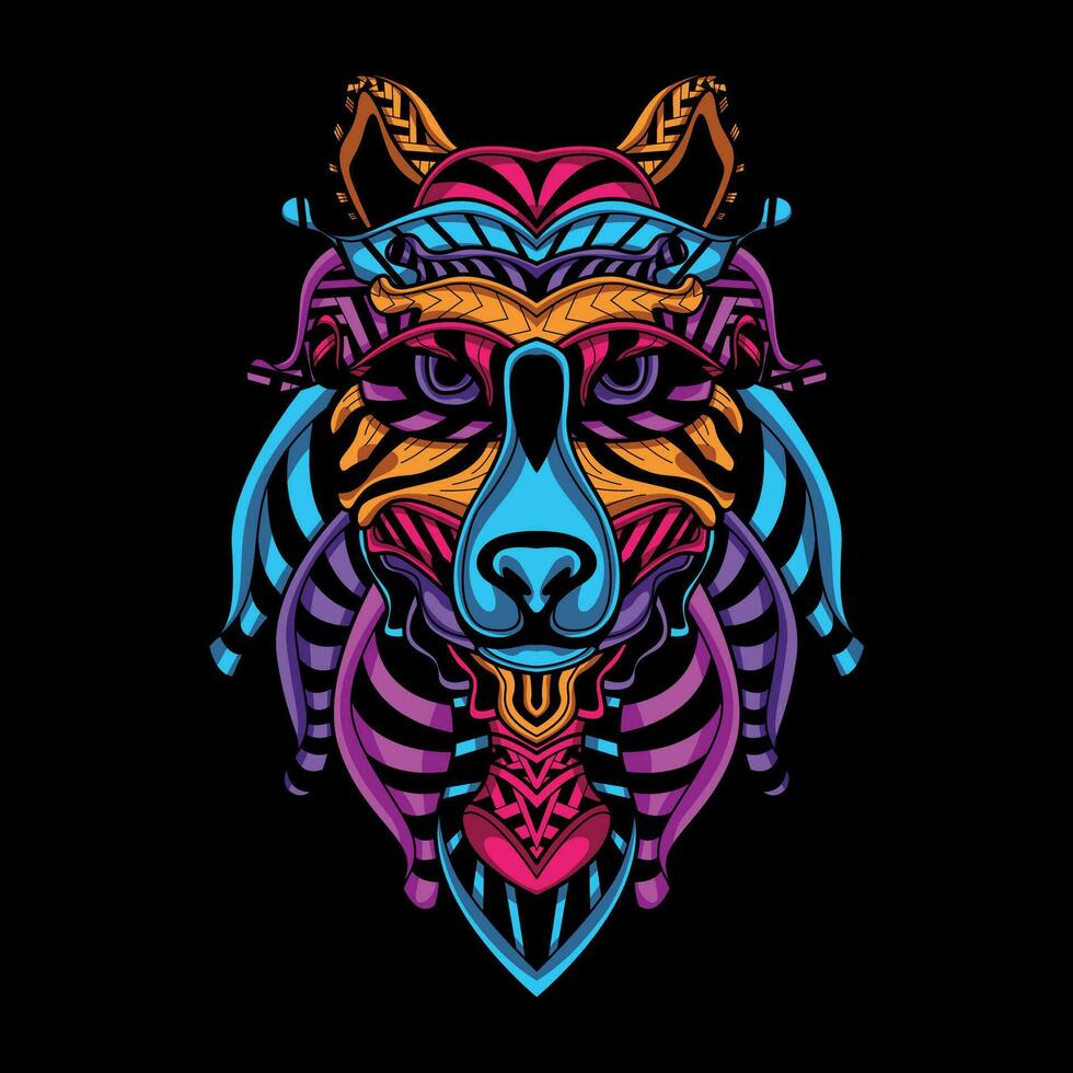 lobo cara modelo obra de arte ilustración vector