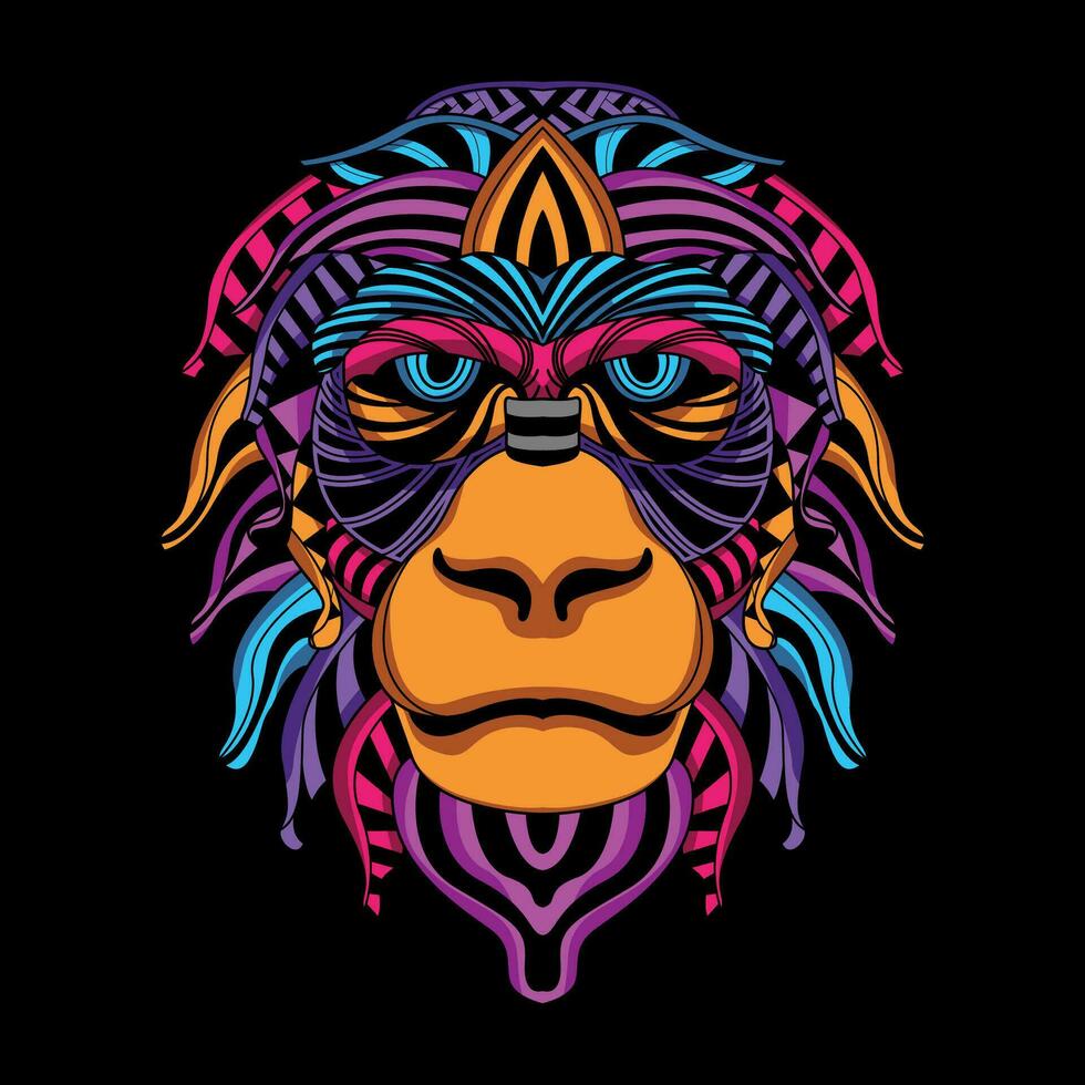 monkey face pattern artwork illustration vector