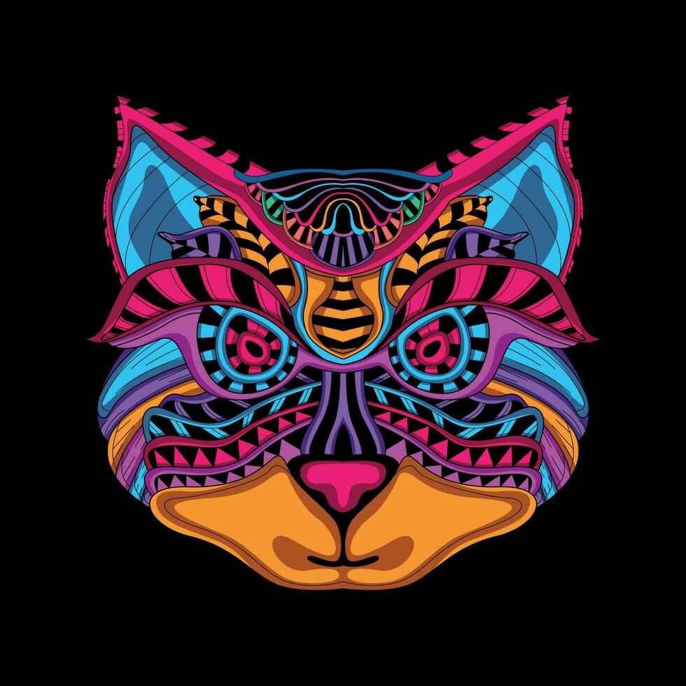 cat face pattern artwork illustration vector