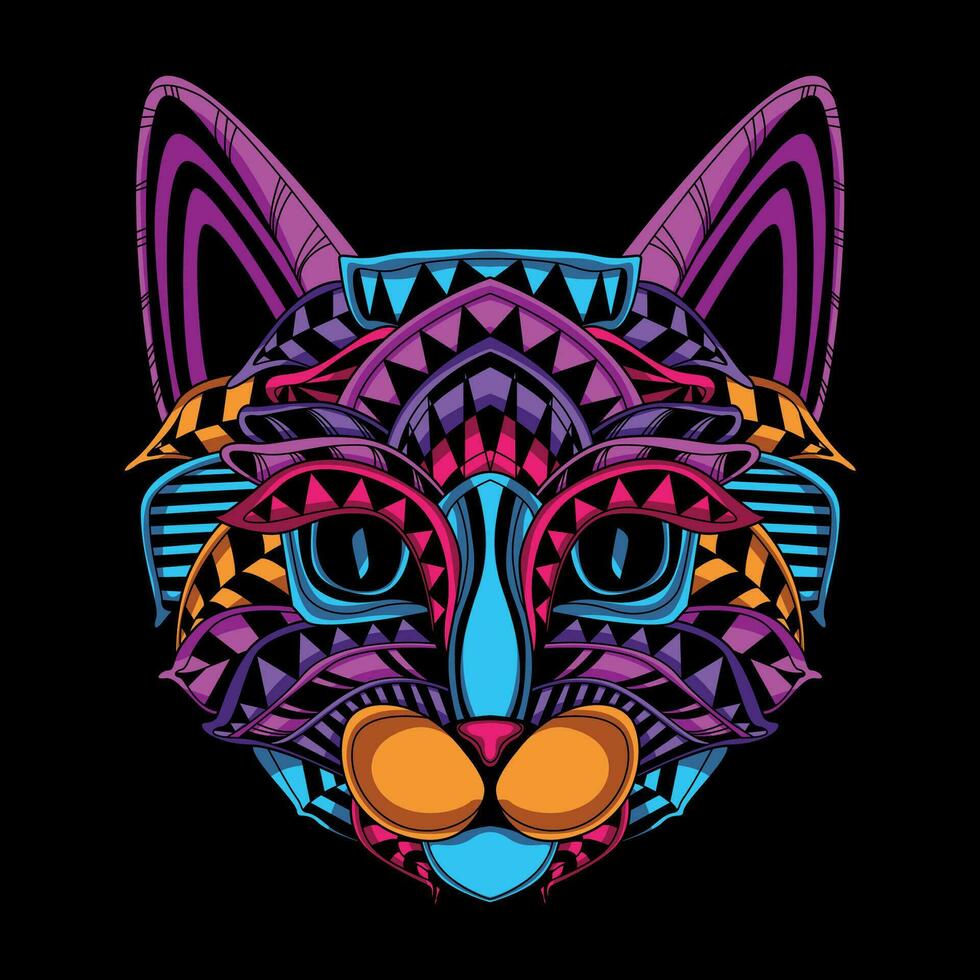 cat face pattern artwork illustration vector