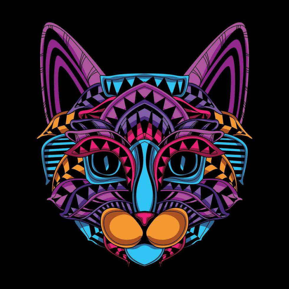 gato cara modelo obra de arte ilustración vector