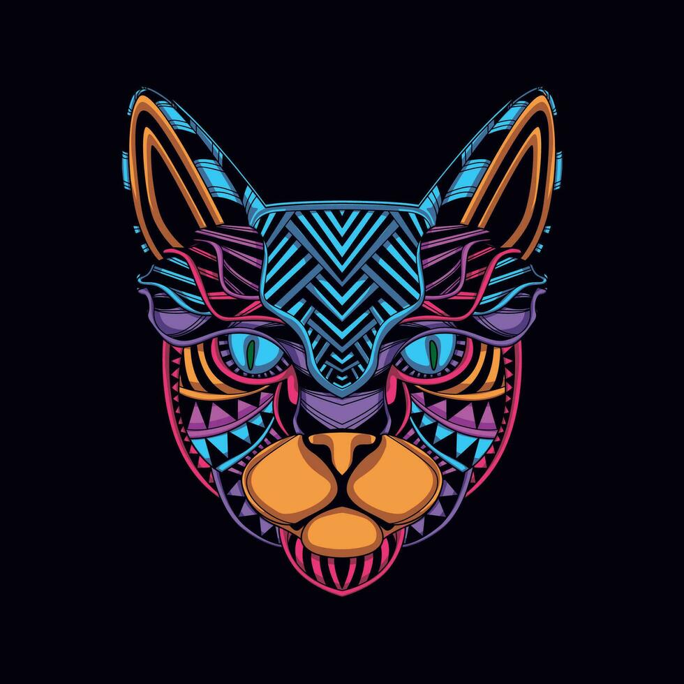 cat face pattern artwork illustration vector
