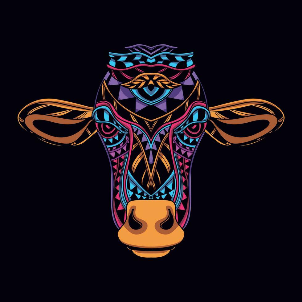 vaca cara modelo obra de arte ilustración vector