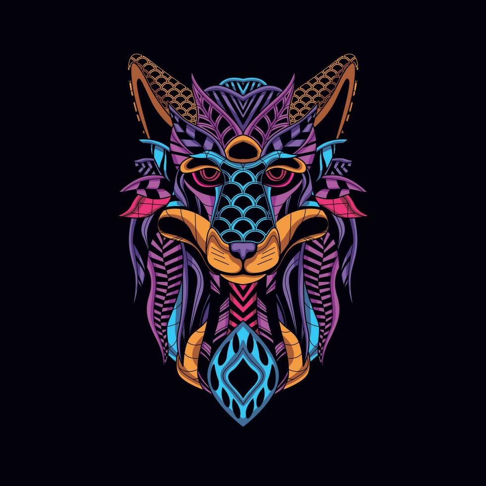 lobo cara modelo obra de arte ilustración vector