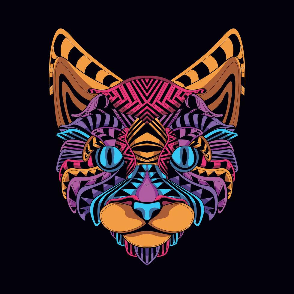 cat face pattern artwork illustration vector