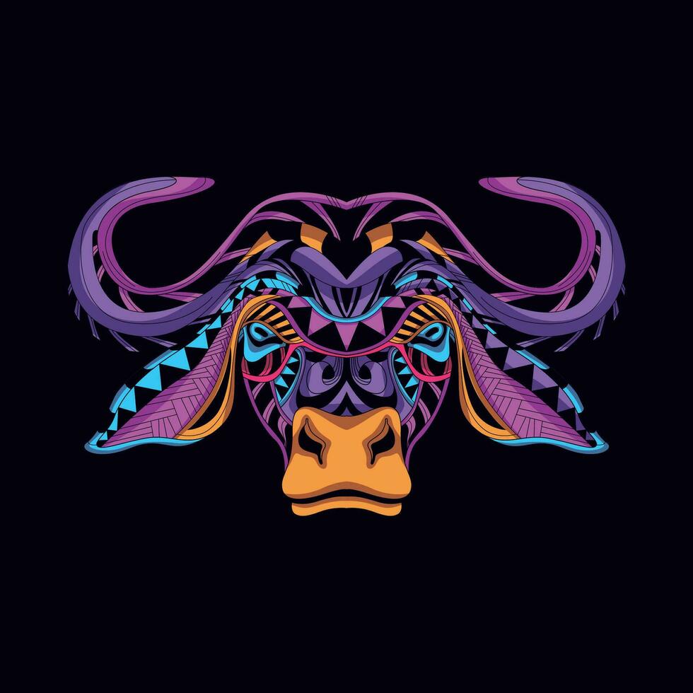 bull face pattern artwork illustration vector