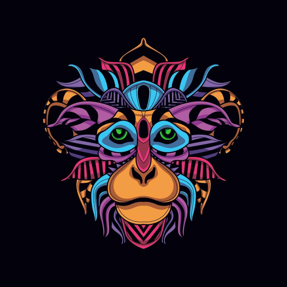 monkey face pattern artwork illustration vector
