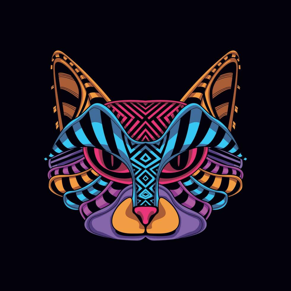 cat face pattern artwork illustration vector