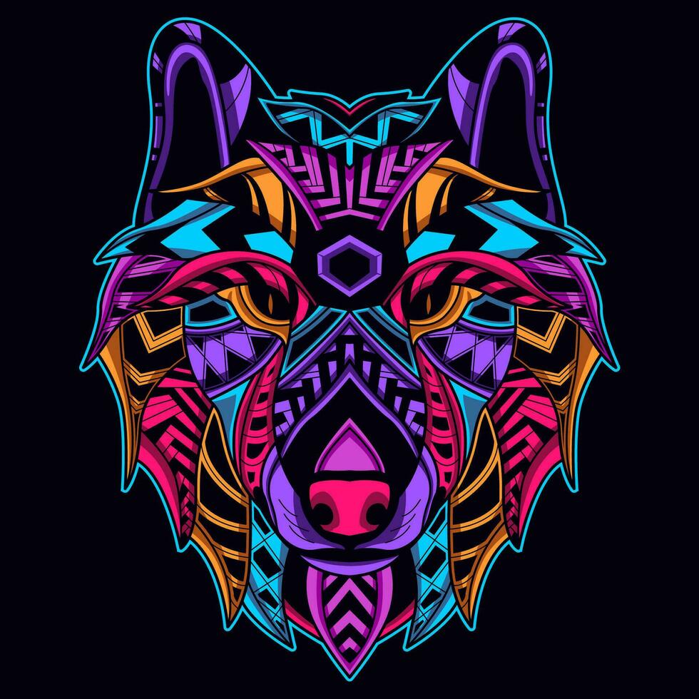 lobo cara modelo obra de arte ilustración vector