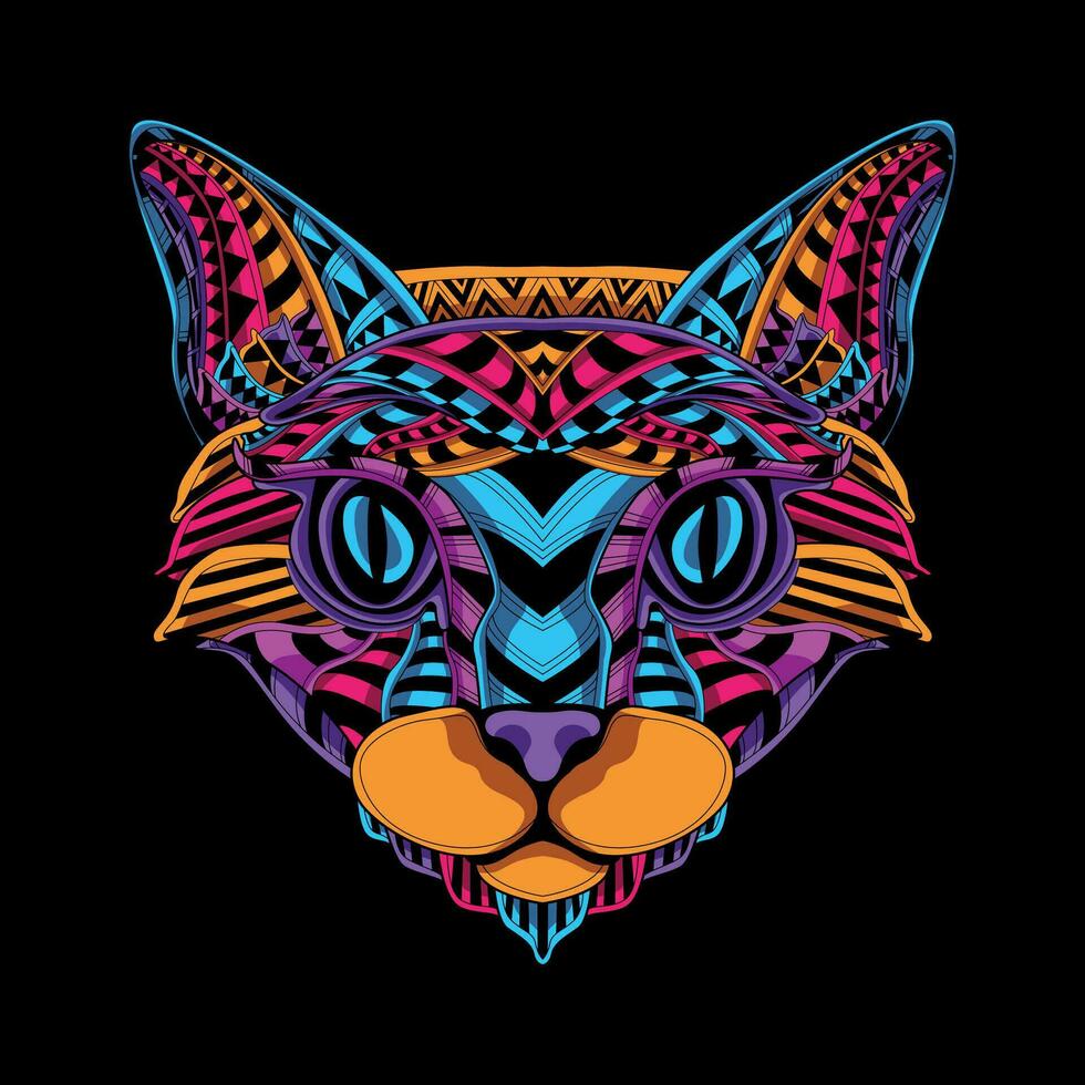 cat face pattern artwork illustration vector