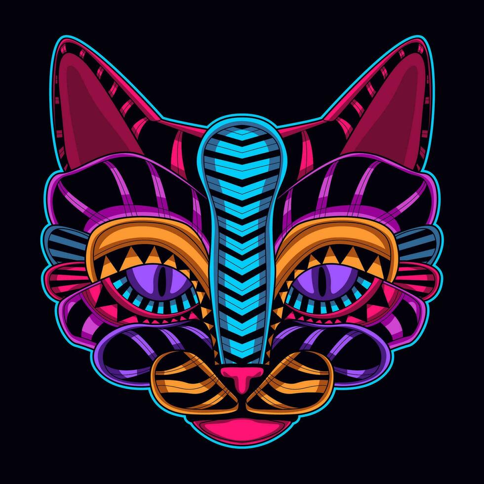 cat face pattern artwork illustration vector