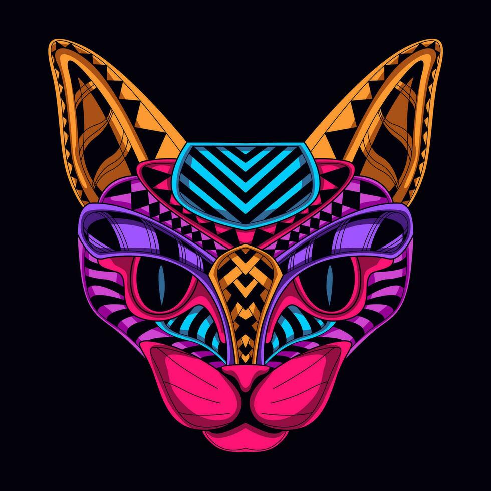 cat face pattern artwork illustration vector
