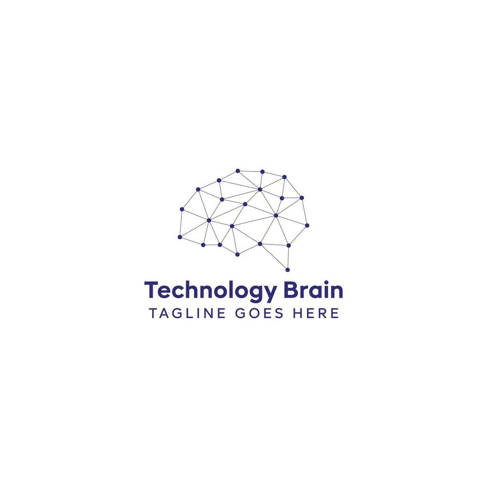 cerebro logo con tecnología diseño vector