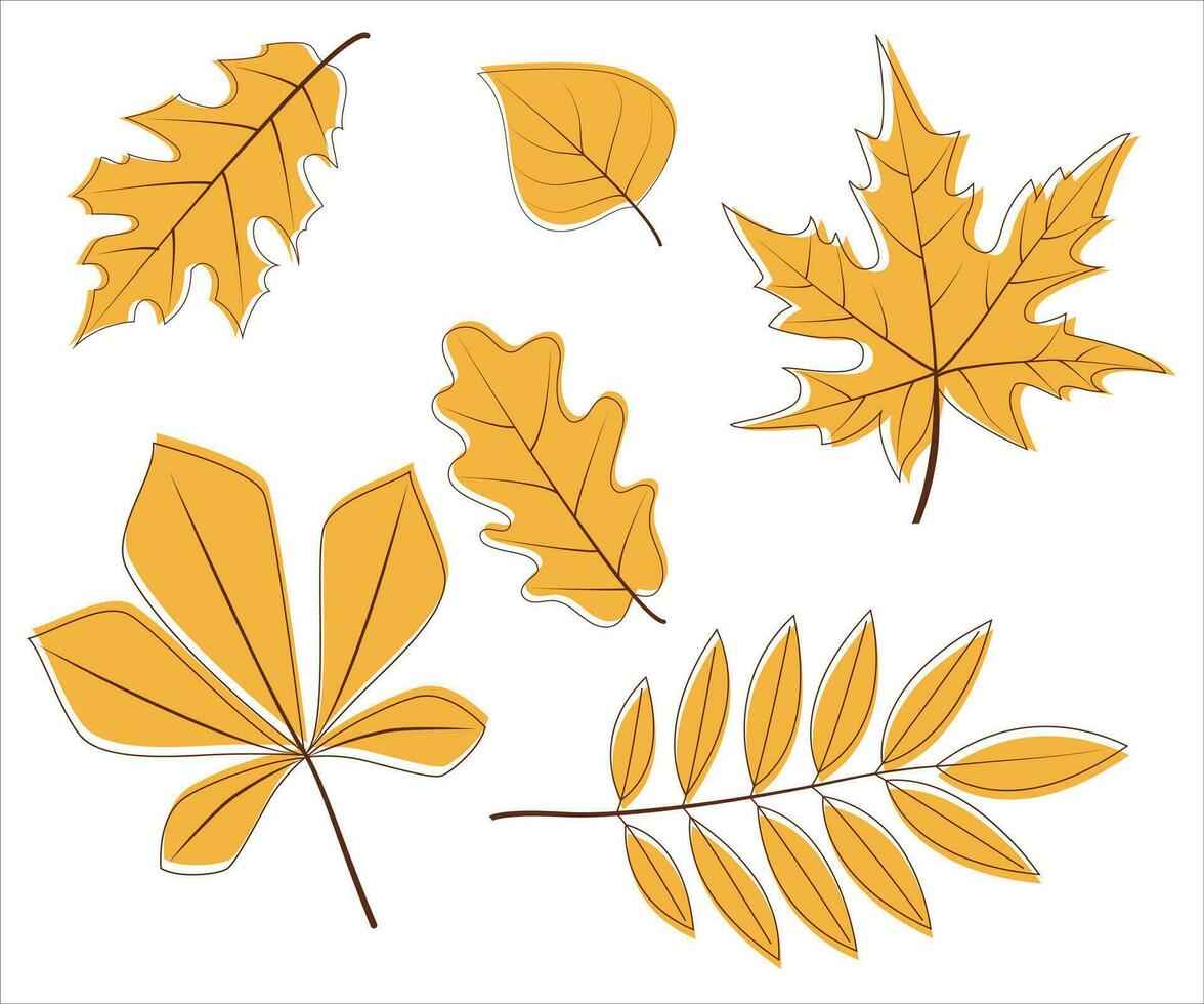 Leaf line icon set. Leaf outline art illustration isolated on white background. vector