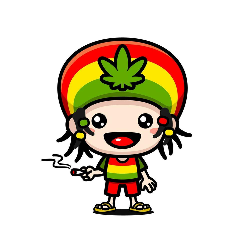 linda rastafari personaje vector