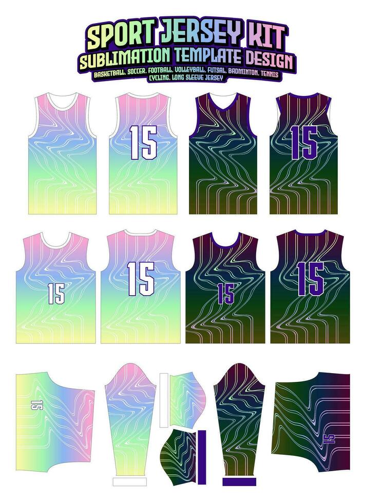Rainbow Colorful Jersey Design Sportswear Pattern Template vector