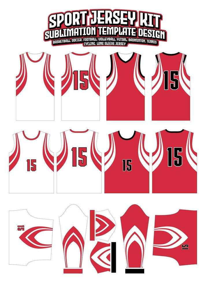 Rocket Red Jersey Design Sportswear Pattern Template vector