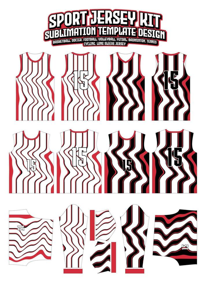 Curvy Lines Jersey Design Sportswear Pattern Template vector