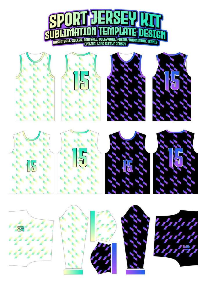 Tiles Gradient Jersey Design Sportswear Pattern Template vector