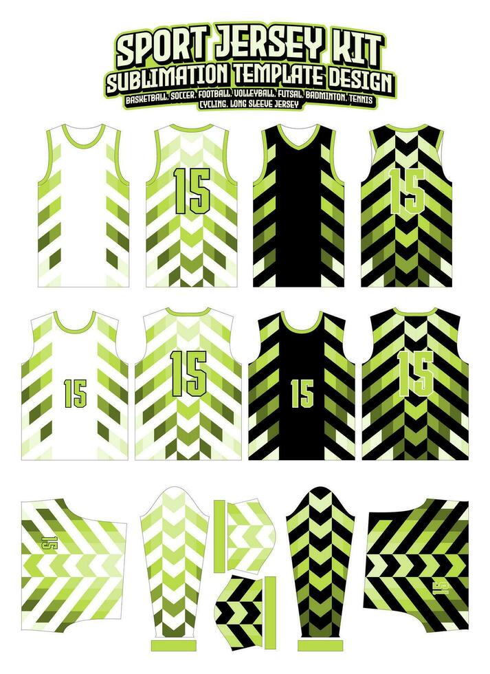 Chevron Triangle Green Jersey Design Sportswear Pattern Template vector