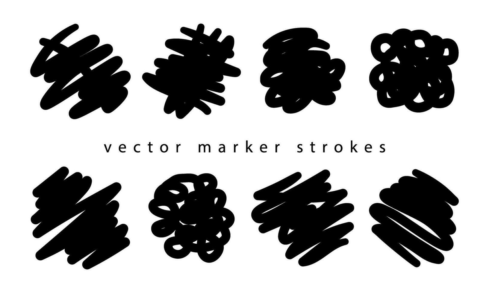 Black highlight stripes, banners drawn with markers. Stylish stroke elements for design. Vector banners marker stroke, spots. Isolated on white background