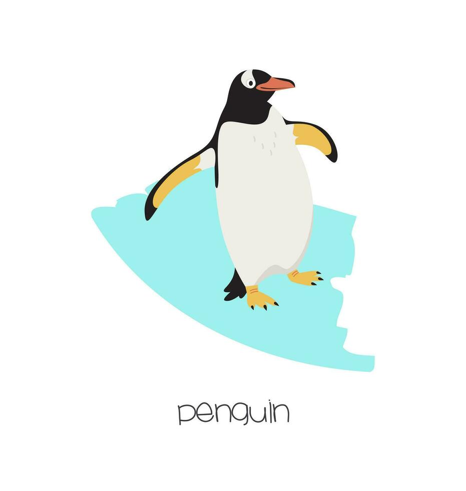 pingüino en el antecedentes con un frotis. vector plano imagen de un animal. aislado en blanco antecedentes