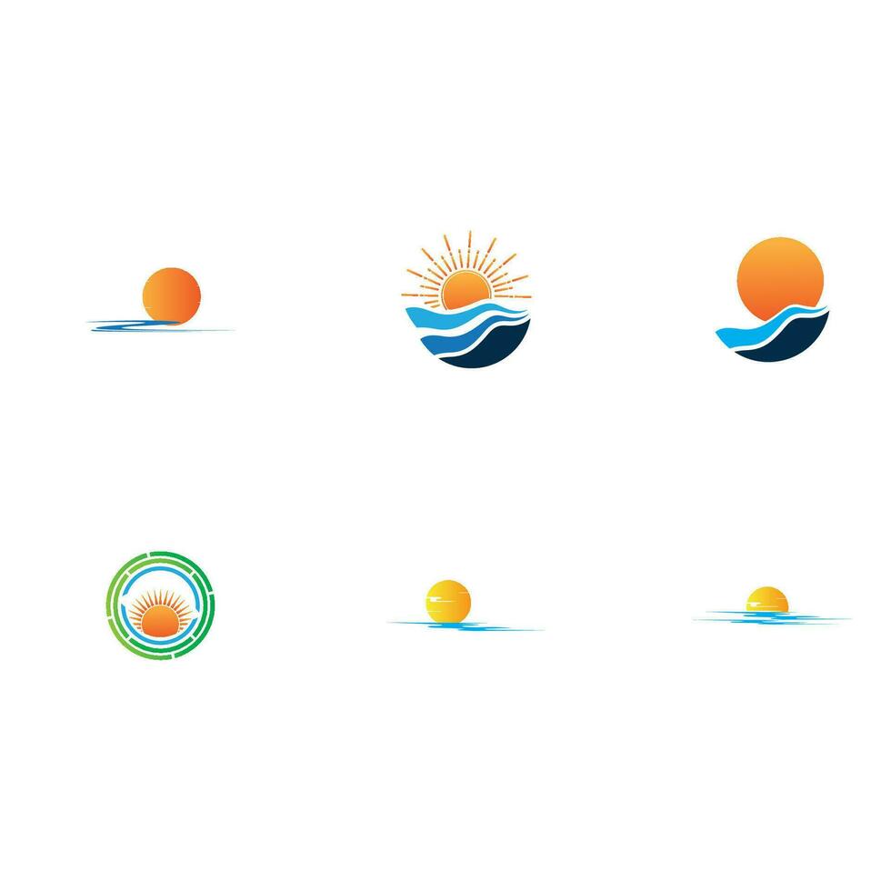 plantilla de logotipo de amanecer. ilustración vectorial icono plantilla de logotipo sol sobre el horizonte vector