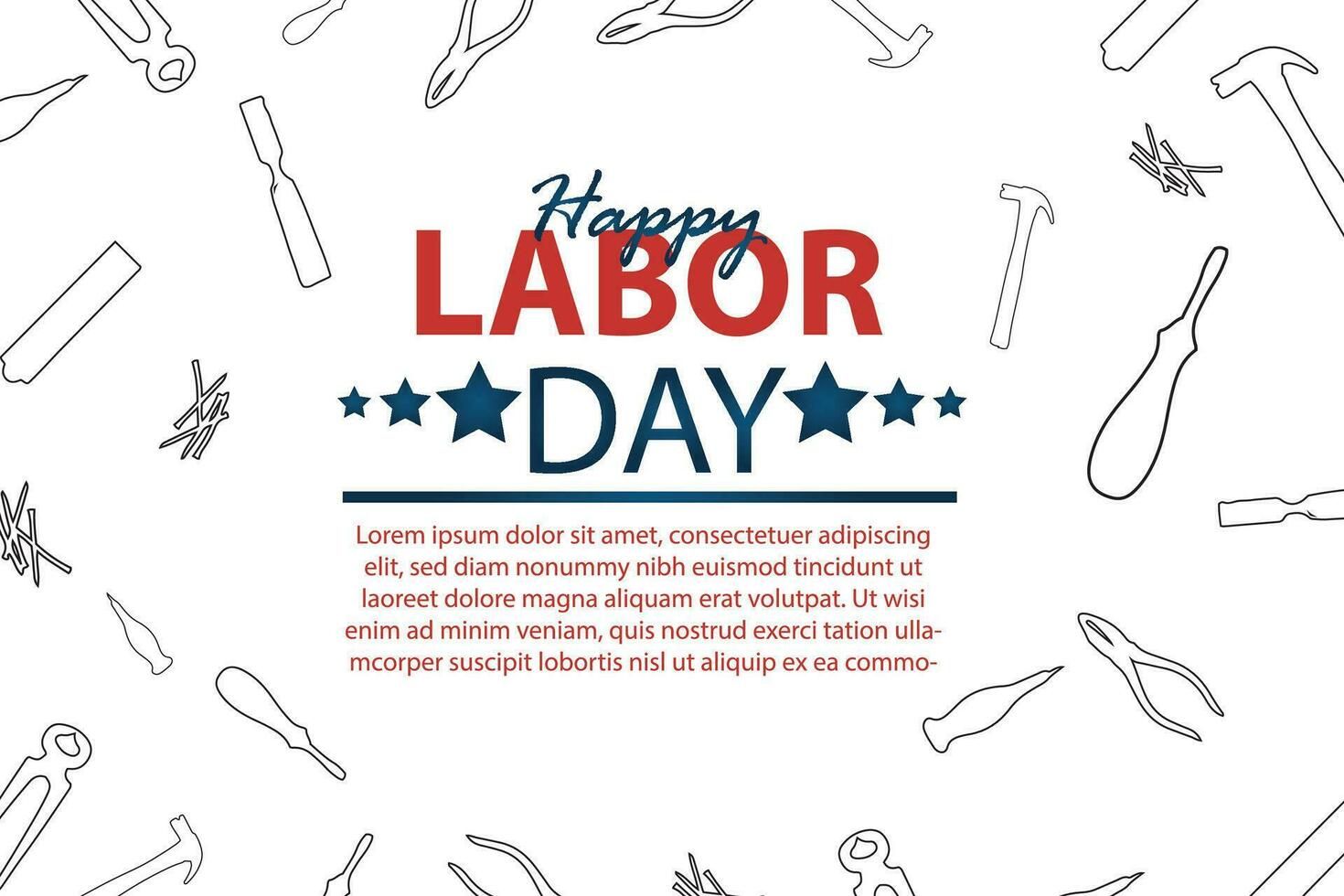 happy labor day 04 September, banner, social media post, flyer or greeting card with worker and struggle theme and American flag. vector illustration
