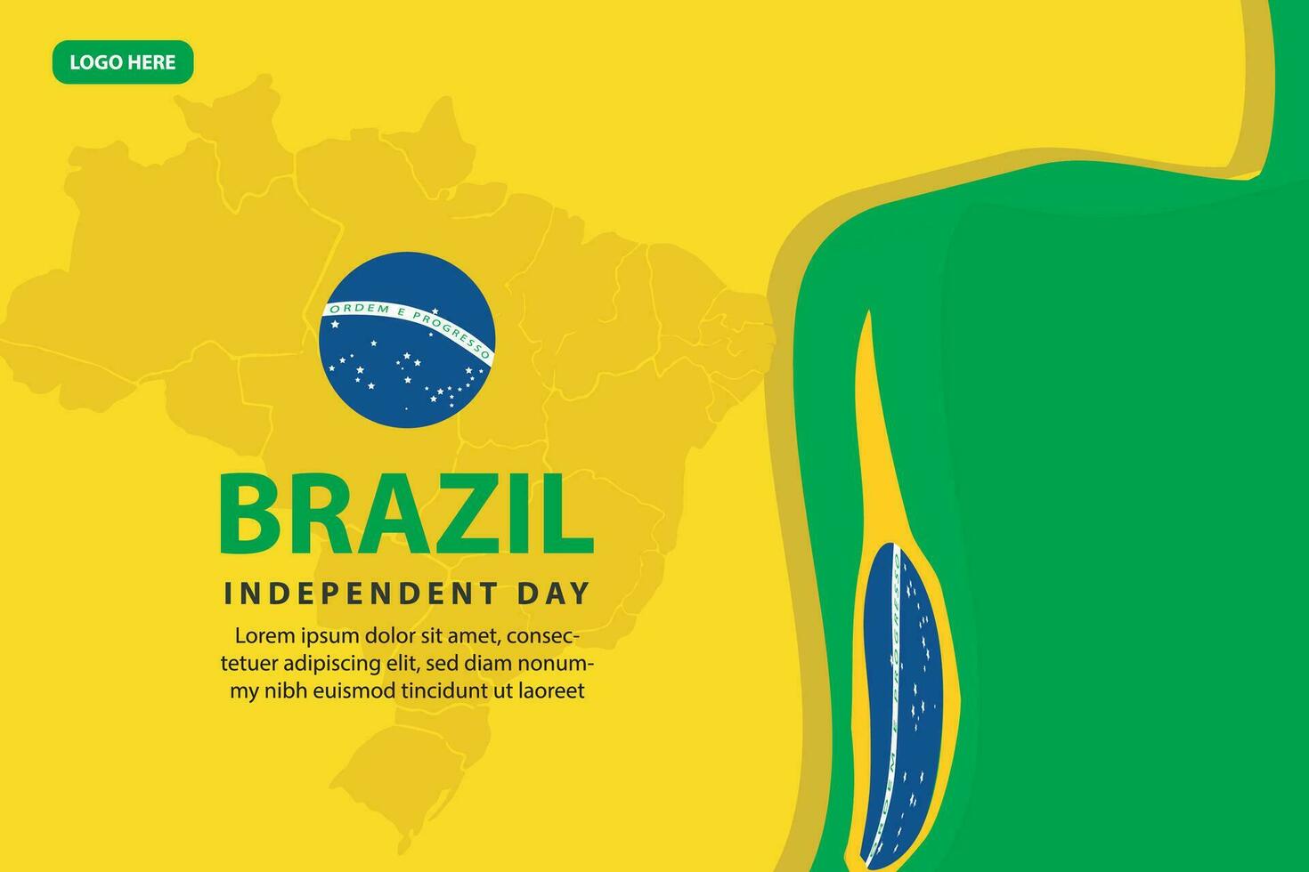 Brasil independencia día 7 7 septiembre celebracion vector modelo bandera, social medios de comunicación correo, volantes o saludo tarjeta con amarillo verde tema y bandera. vector ilustración