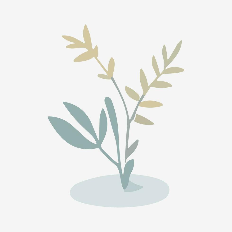 Olive branch with leaves. Vector illustration in trendy flat style.