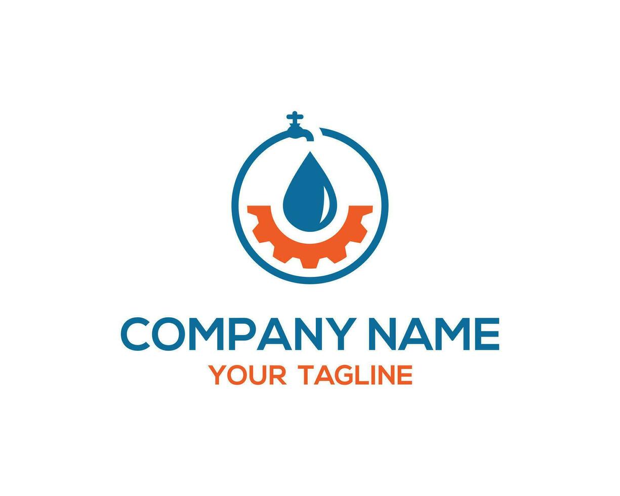 Gear water drop logo design vector template.
