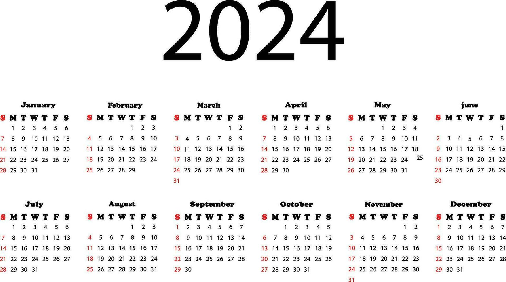 2024 new year calender design . vector