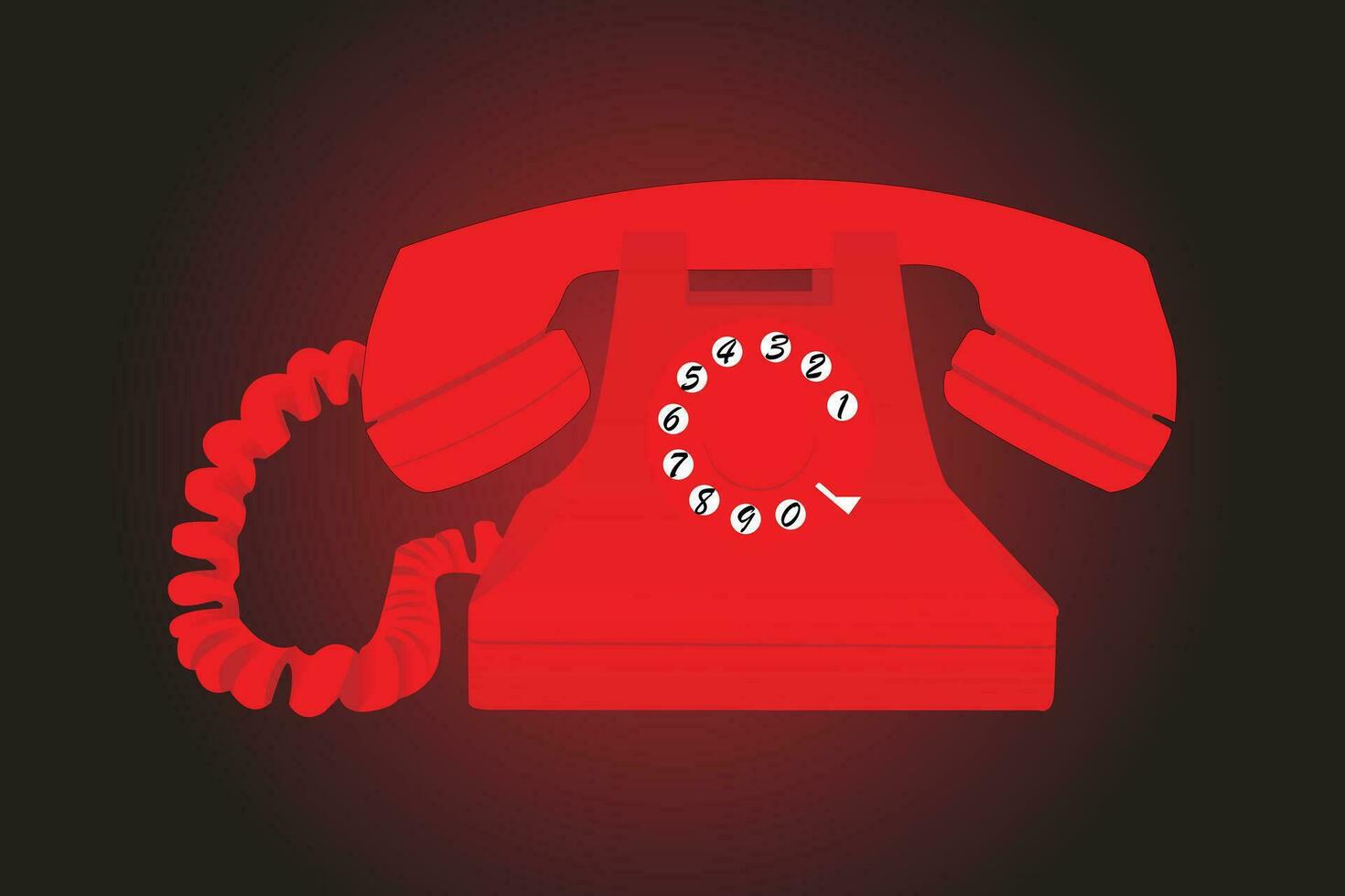 red color old telephone vector design .