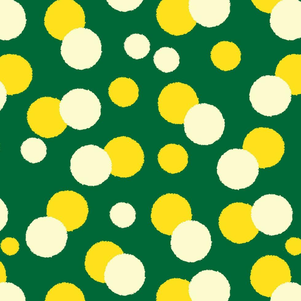 Yellow and white circle pattern on green background vector