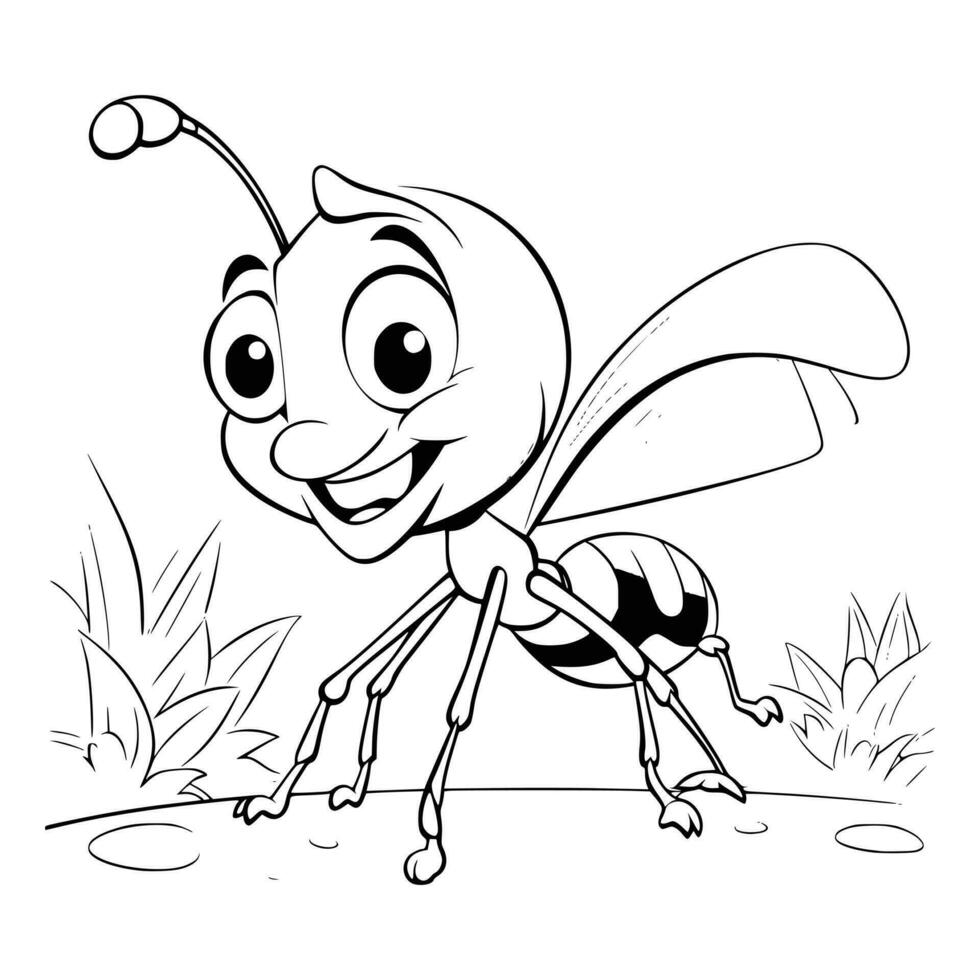 Ant Coloring Page Drawing For Kids vector