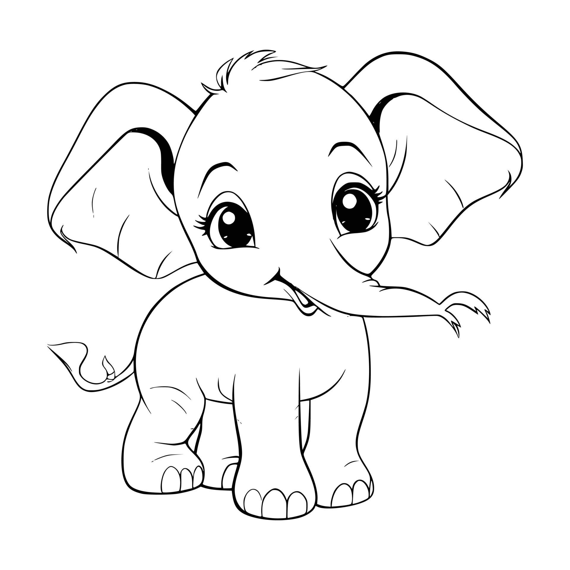 Baby Elephant Playing Coloring Pages Drawing For Kids 27497625 Vector ...