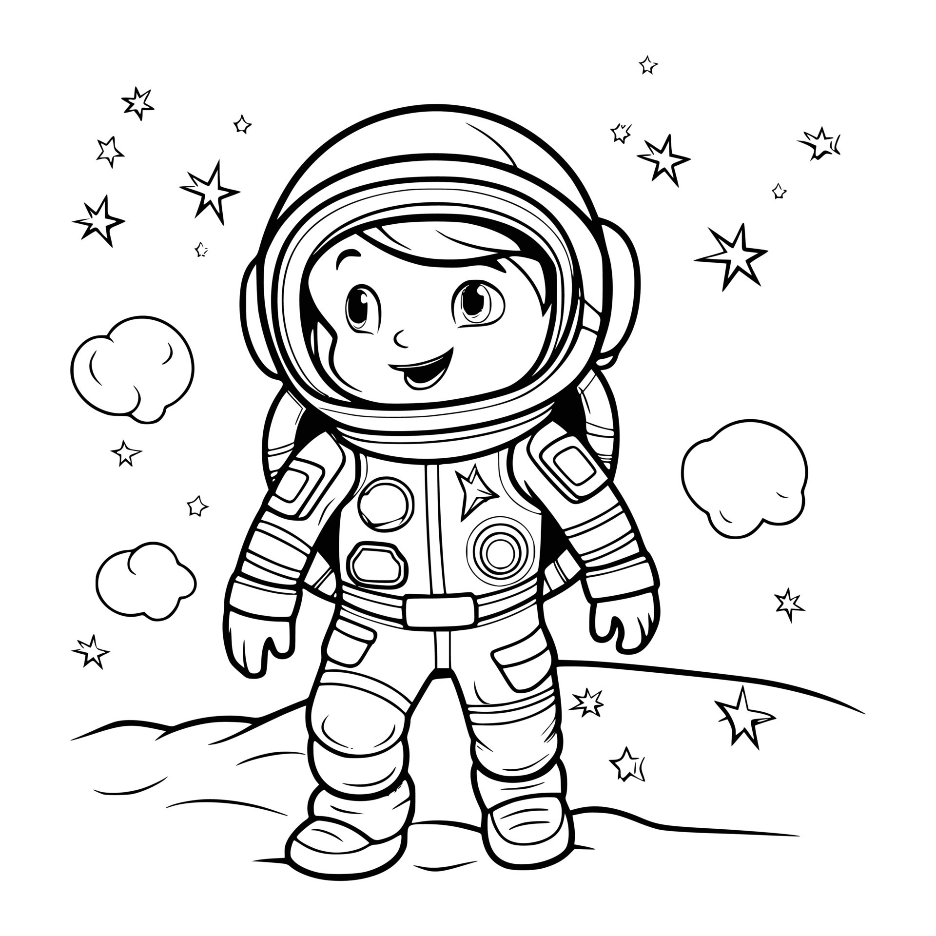 Astronaut Coloring Pages Drawing For Kids 27497626 Vector Art at Vecteezy