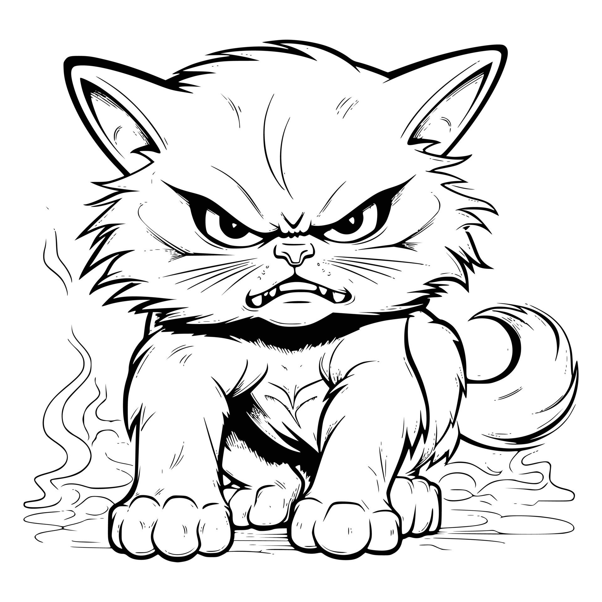 Angry Cat Coloring Pages for Kids 959595 27497654 Vector Art at